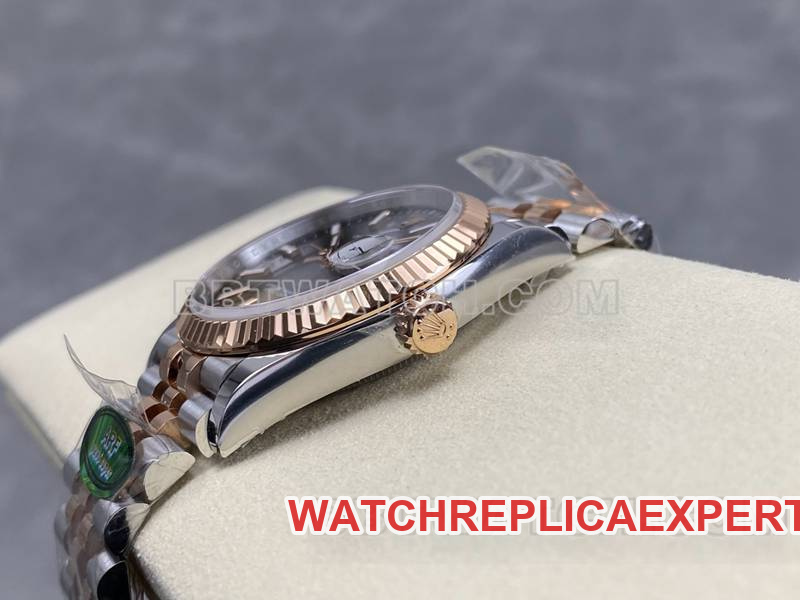 Rolex watch ARF FactoryDatejust gray plate 36mm rose goldsteel bracelet side live photo