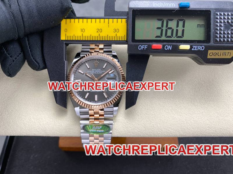 Rolex watch ARF FactoryDatejust gray plate 36mm rose goldsteel bracelet front live photo
