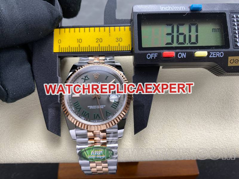 Rolex collectible watch ARF FactoryDatejust gray dial Roman numerals 36mm rose goldsteel bracelet model front live photo