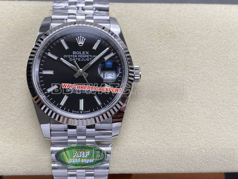 Rolextop-tier watch ARF FactoryDatejustblack dial36mmsteel bracelet front live photo