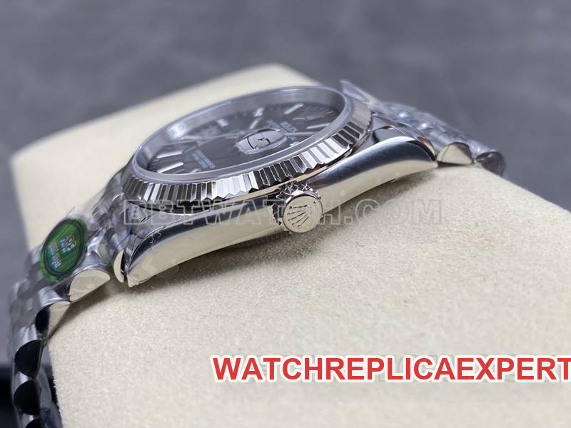 Rolextop-tier watch ARF FactoryDatejustblack dial36mmsteel bracelet model side live photo