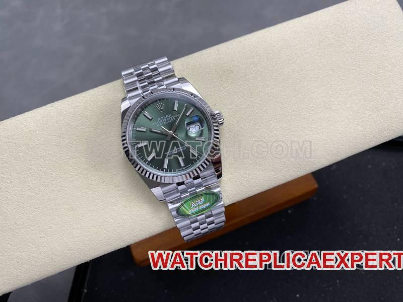 Rolex collectible watch ARF FactoryDatejustgreen dial36mmsteel bracelet front live photo