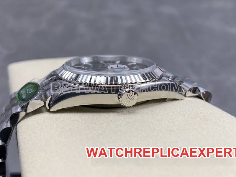 Rolex collectible watch ARF FactoryDatejustgreen dial36mm steel bracelet model side live photo