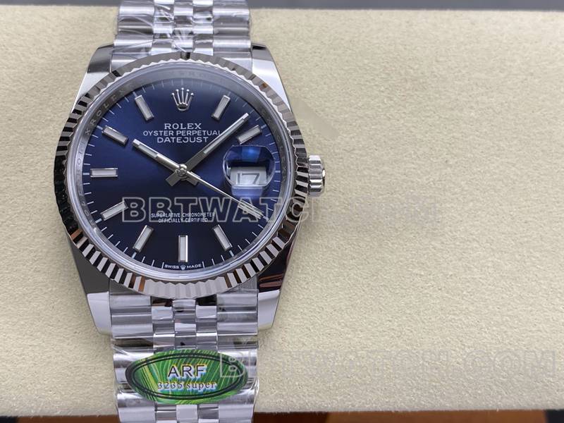 Rolex watch ARF FactoryDatejustblue dial36mmsteel bracelet front live photo