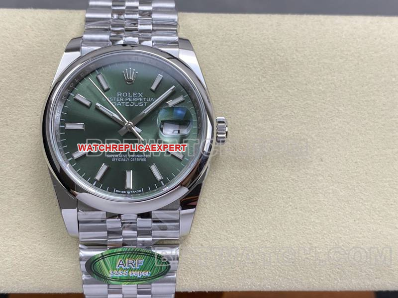 Rolextop-tier watch ARF FactoryDatejustgreen dial aperture 36mmsteel bracelet front live photo