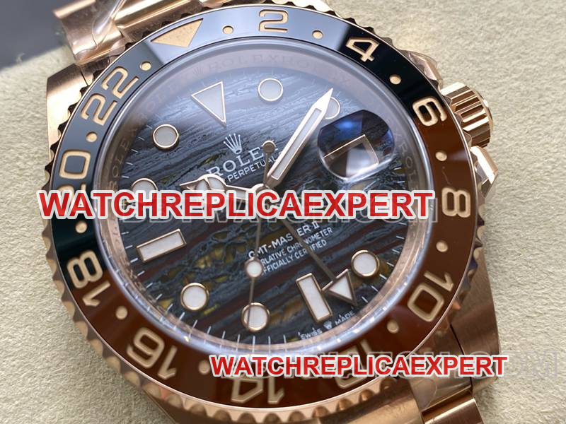 Rolex collectible watch ARF FactoryGMT-Master tiger eye GMTrose goldsteel bracelet front live photo