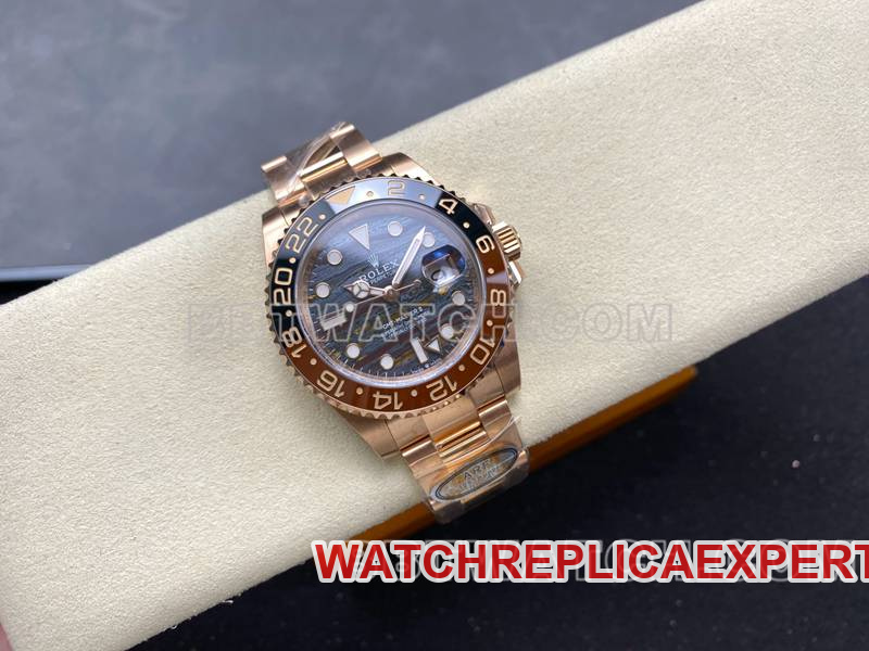 Rolex collectible watch ARF FactoryGMT-Master tiger eye GMTrose goldsteel bracelet front live photo