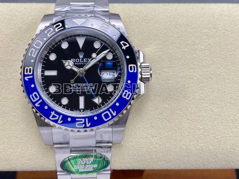Rolex watch ARF FactoryGMT-MasterGMT Inter ring 3285 three-lattice link front live photo