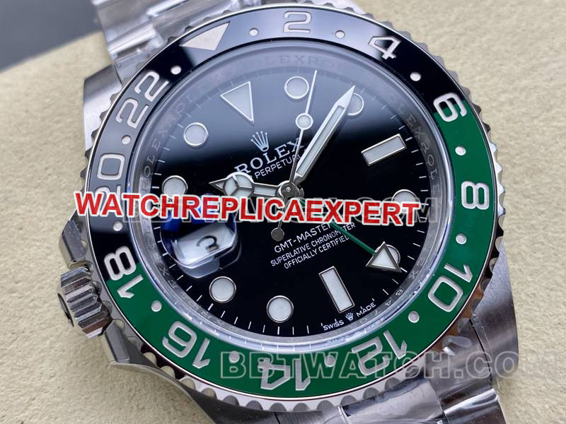 Rolex collectible watch ARF FactoryGMT-MasterGMT green and black circle 3285 three grid link front live photo