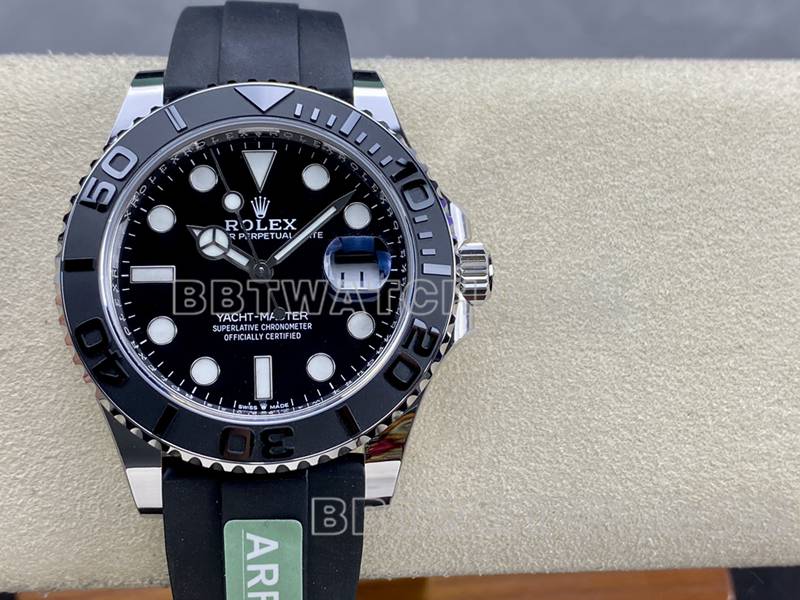 Rolex collectible watches ARF factory yacht masters black plate 42mm rubber models front real picture