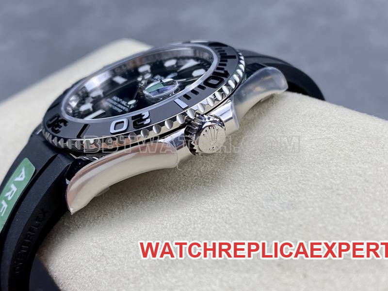 Rolex collectible watches ARF factory yacht masters black plate 42mm rubber model side real picture