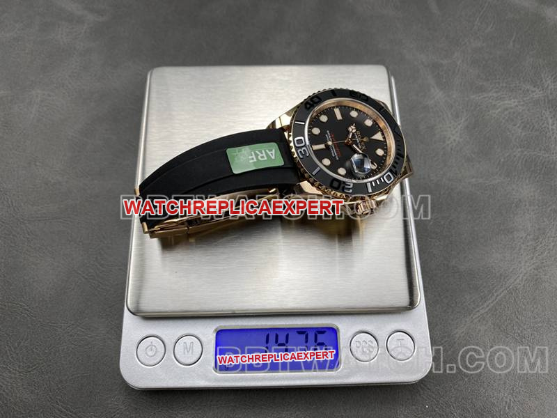 Rolex collectible watch ARF Factory Yacht-Master black dialrose gold case 42mm rubber model quality live photos