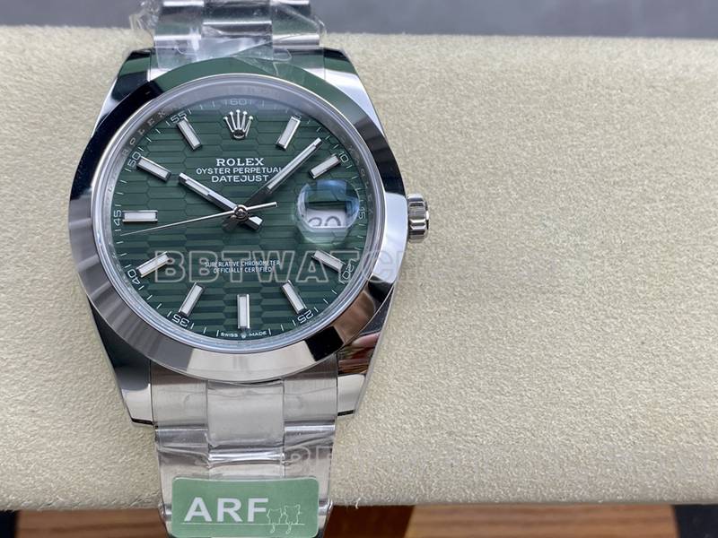 Rolex collectible watch ARF Factory log 41mm aperture green dial3235 steel bracelet front live photo
