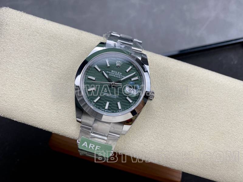 Rolex collectible watch ARF Factory log 41mm aperture green dial3235 steel bracelet front live photo