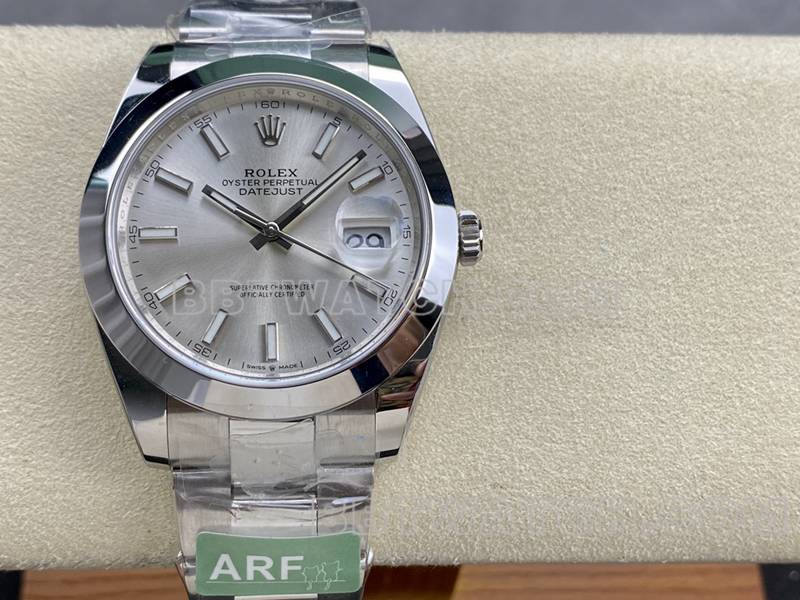 Rolex1:1replica watch ARF Factory log 41mm aperture silver dial3235steel bracelet front live photo