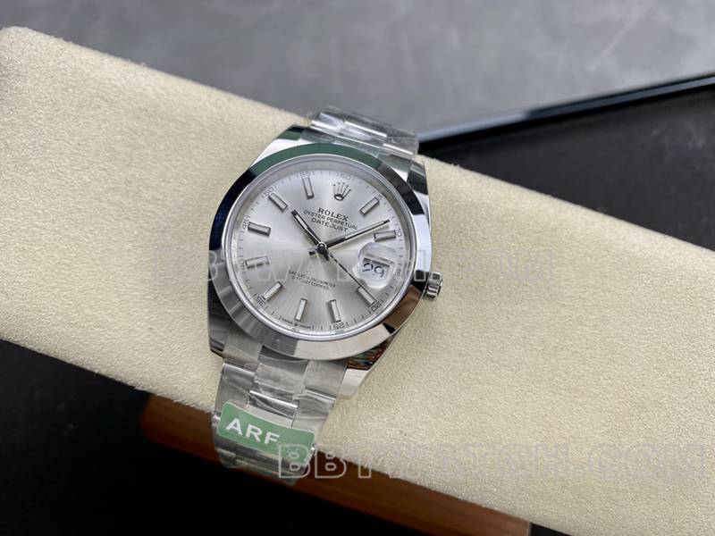 Rolex1:1replica watch ARF Factory log 41mm aperture silver dial3235steel bracelet front live photo