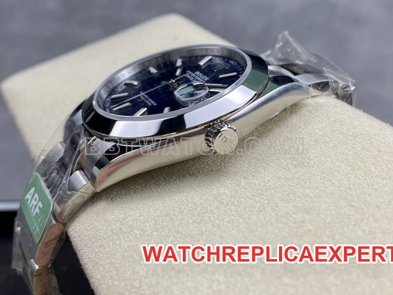 Rolex watch ARF Factory log 41mm aperture blue dial3235 steel bracelet model side live photo
