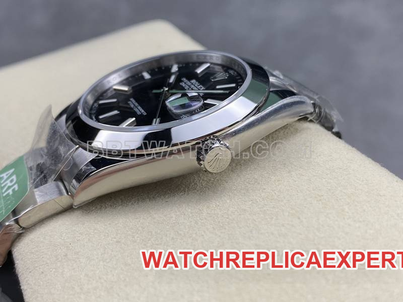 Rolextop-tier watch ARF Factory log 41mm aperture black dial3235steel bracelet model side live photo