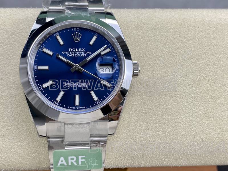 Rolex collectible watch ARF Factory log 41mm aperture blue dial3235 steel bracelet front live photo