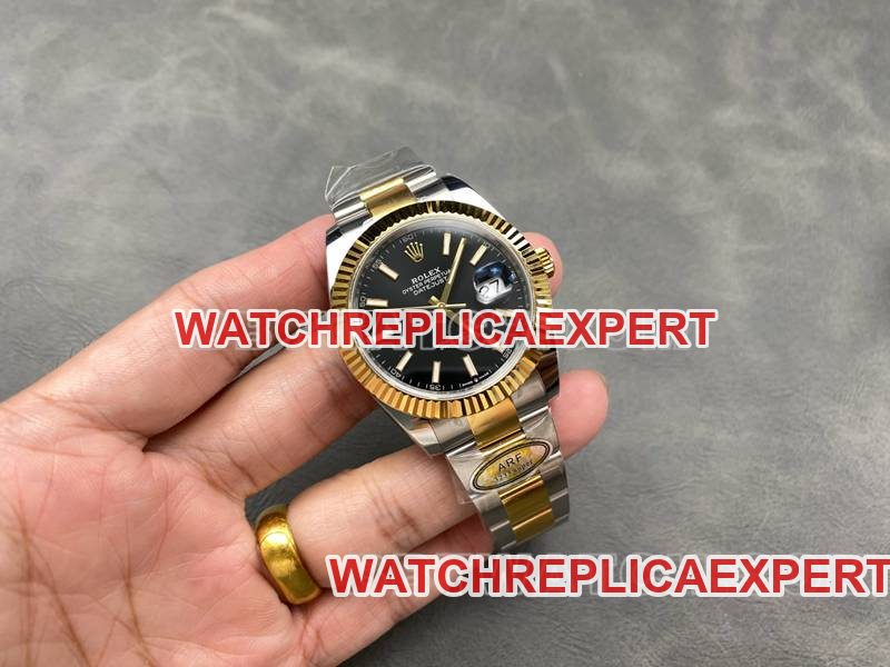 Rolex collectible watches ARF factory log 41mm black plate 3235 inter-gold steel band models front real picture