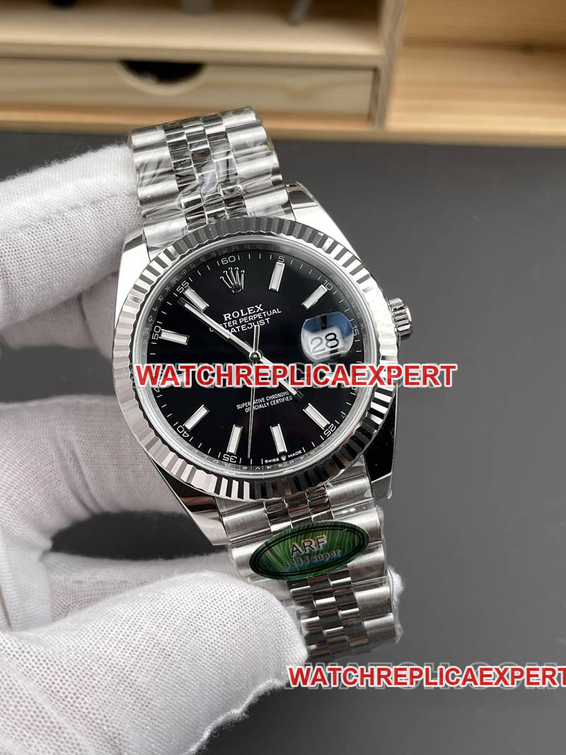 ARF Factory Rolex Datejust 41mm Black Dial 3235 Steel Bracelet Top Watch - Front Photo