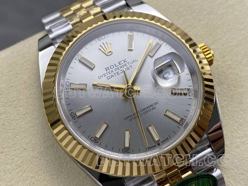 Rolex collectible watch ARF Factory log 41mmsilver dial3235 gold steel bracelet front live photo