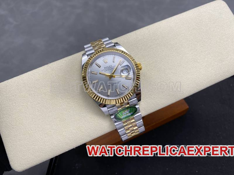 Rolex collectible watch ARF Factory log 41mmsilver dial3235 gold steel bracelet front live photo
