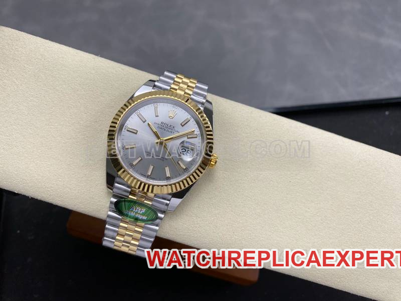 Rolex collectible watch ARF Factory log 41mmsilver dial3235 gold steel bracelet front live photo