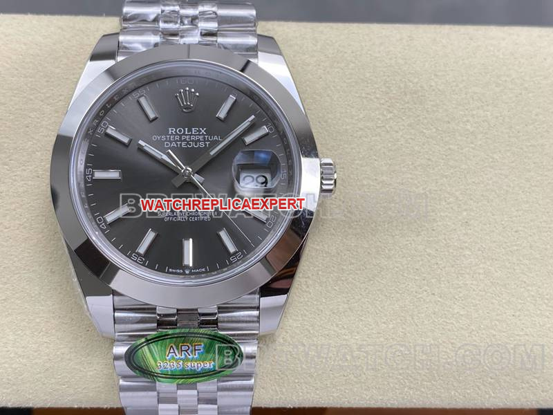 Rolex1:1replica watch ARF Factory log 41mm aperture gray plate 3235 steel bracelet front live photo