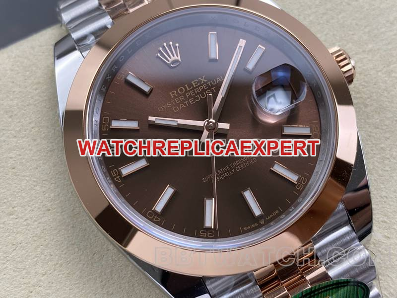 Rolex watch ARF Factory log 41mm aperture brown disc 3235 rose goldsteel bracelet front live photo