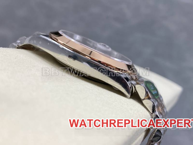 Rolex watch ARF Factory log 41mm aperture brown disc 3235 rose goldsteel bracelet model side live photo