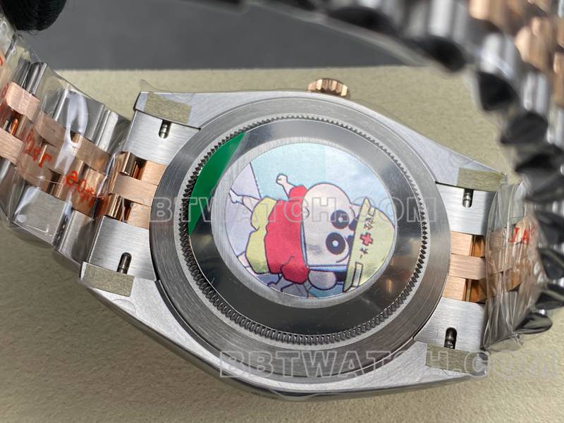 Rolex watch ARF Factory log 41mm aperture brown disc 3235 rose goldsteel bracelet caseback live photo