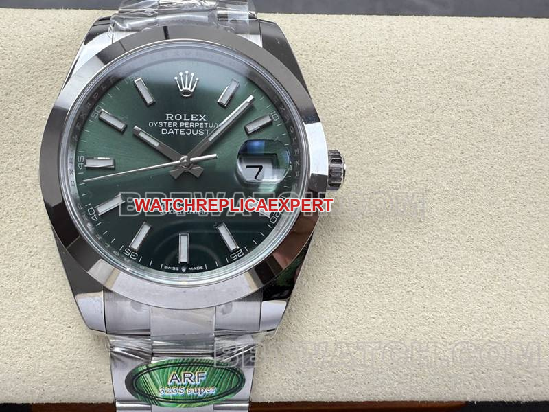 Rolex collectible watch ARF Factory log 41mm aperture green dial3235steel bracelet front live photo