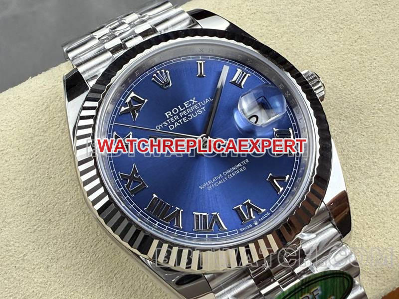 Rolex1:1replica watch ARF Factory log 41mm blue dial Roman numerals 3235 steel bracelet front live photo