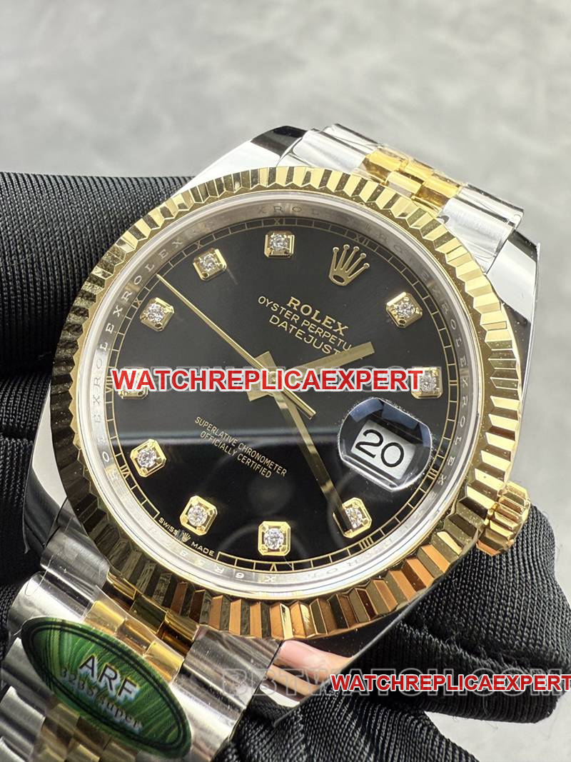 Rolex watch ARF Factory log 41mmblack dial3235 gold steel bracelet front live photo