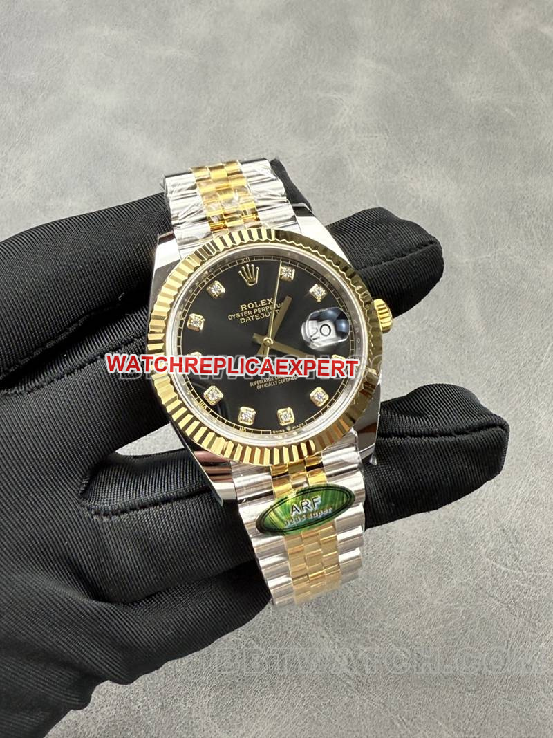 Rolex watch ARF Factory log 41mmblack dial3235 gold steel bracelet front live photo