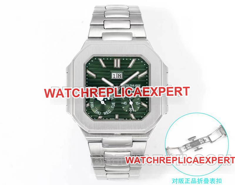Patek Philippe collectible watch 3k factory 45mm black green dial240psmovementsteel bracelet model 5822front live photo