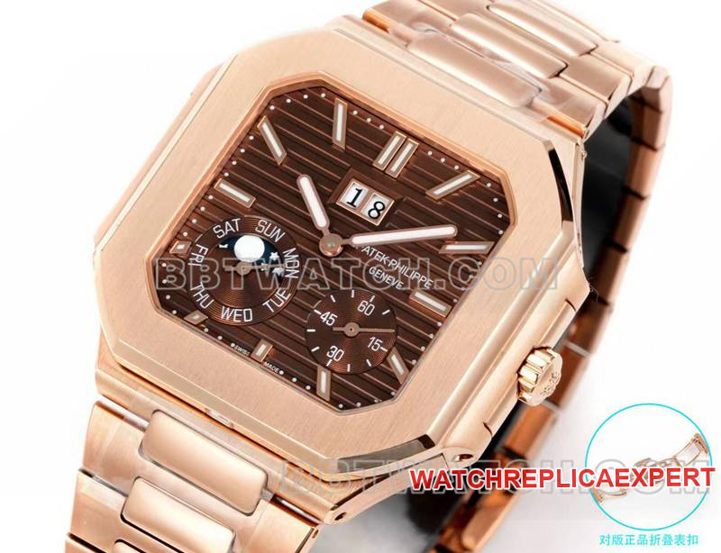 Patek Philippe watch 3k factory 45mm brown green dial240psmovementrose goldsteel bracelet model 5822front live photo