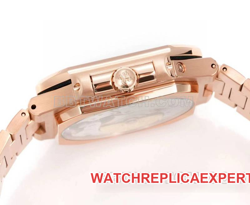 Patek Philippe watch 3k factory 45mm brown green dial240psmovementrose goldsteel bracelet model 5822side live photo