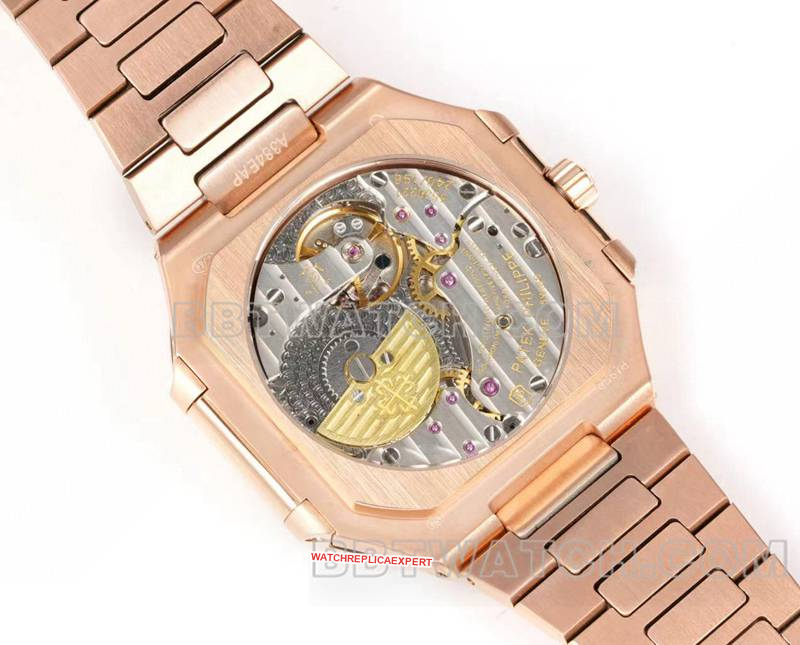 Patek Philippe watch 3k factory 45mm brown green dial240psmovementrose goldsteel bracelet model 5822caseback live photo
