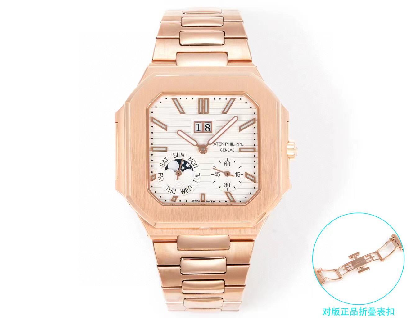Patek Philippe watch 3k factory 45mm brown green white dial240psmovementrose goldsteel bracelet model 5822front live photo
