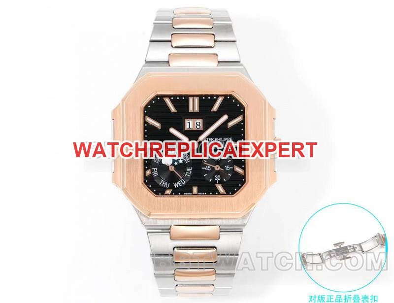 Patek Philippetop-tier watch 3k factory 45mm black blue dial240psmovement gold steel bracelet model 5822front live photo