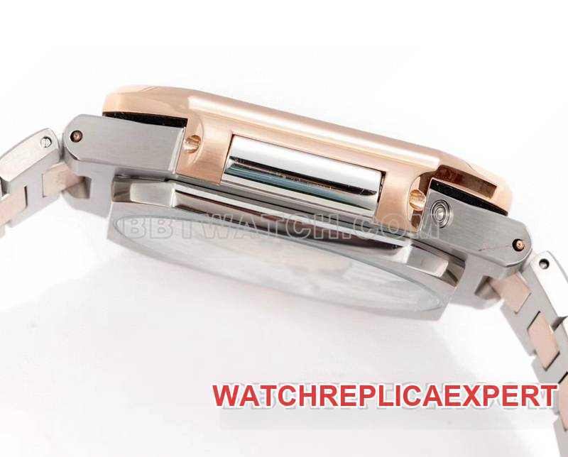 Patek Philippetop-tier watch 3k factory 45mm black blue dial240psmovement gold steel bracelet model 5822side live photo