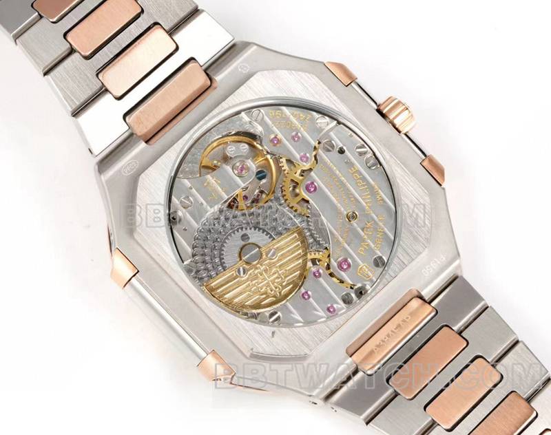 Patek Philippetop-tier watch 3k factory 45mm black blue dial240psmovement gold steel bracelet model 5822caseback live photo