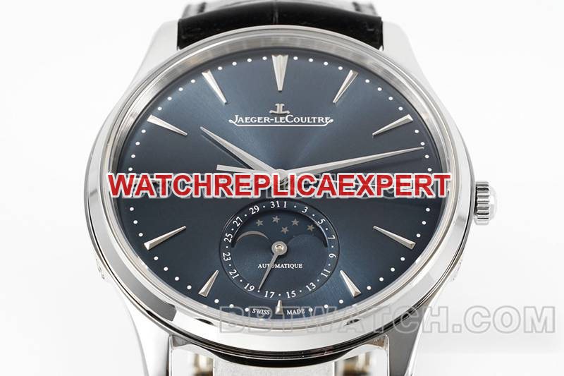 Jaeger-LeCoultre optimal watch ZF Factory master 39mm blue dialmoon phase925movementleather strap front live photo