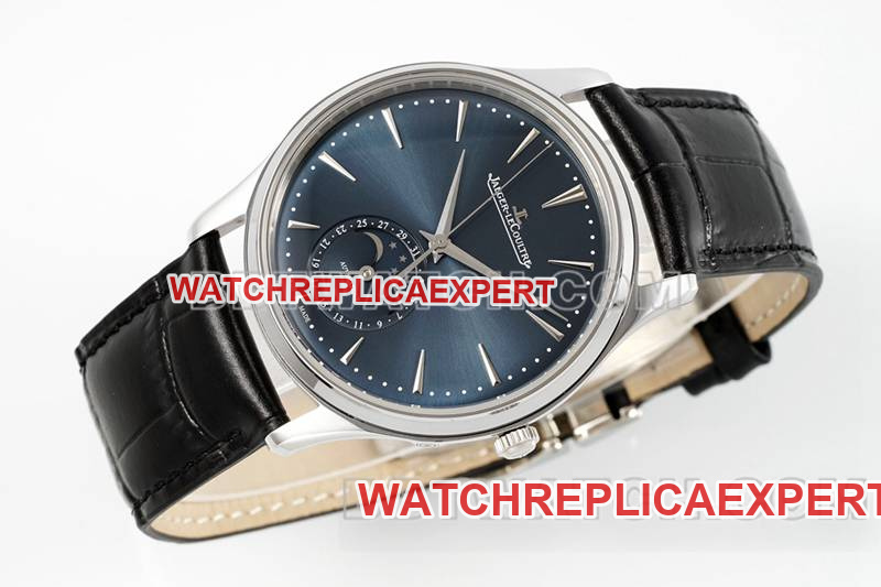 Jaeger-LeCoultre optimal watch ZF Factory master 39mm blue dialmoon phase925movementleather strap front live photo