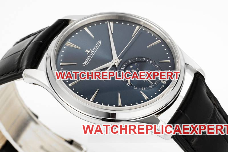 Jaeger-LeCoultre optimal watch ZF Factory master 39mm blue dialmoon phase925movementleather strap front live photo