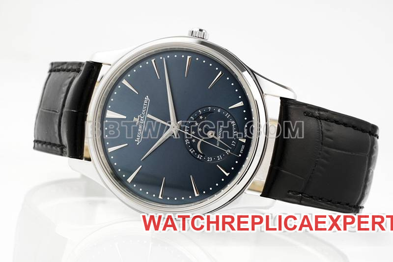 Jaeger-LeCoultre optimal watch ZF Factory master 39mm blue dialmoon phase925movementleather strap front live photo