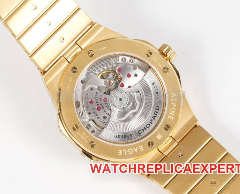 Chopard1:1replica watch GH factory Xueshan Aoyi 41mm pavé diamond yellow goldsteel bracelet caseback live photo