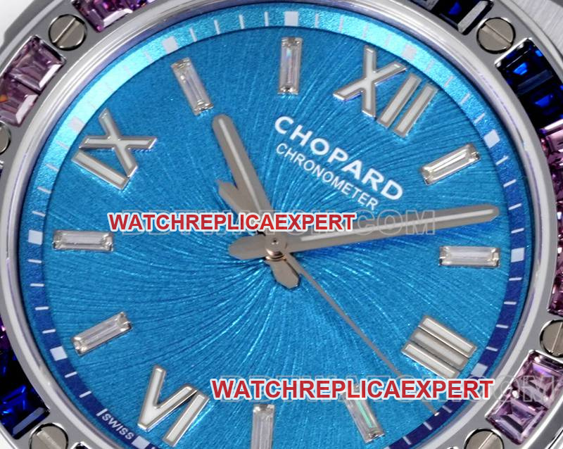 Chopard watch GH factory snow mountain proud wing 41mm blue dialsapphire crystaldiamond bezelsteel bracelet model front live photo